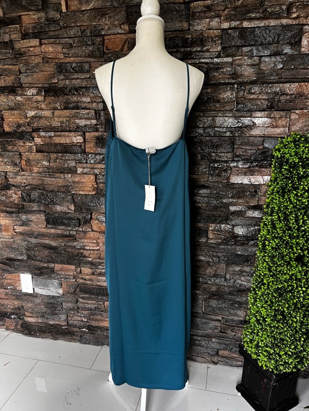 A NEW DAY Teal Slip Maxi Dress with Spaghetti Straps - Picture 5 of 13